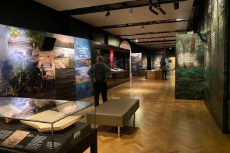 Roman busts, weapons, coral and other artefacts fill the shelves of the Cabinet of Curiousities at Rembrandt's historic house in Amsterdam.