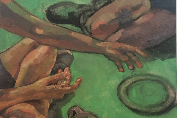 Close up of Monisha Kumar's artwork