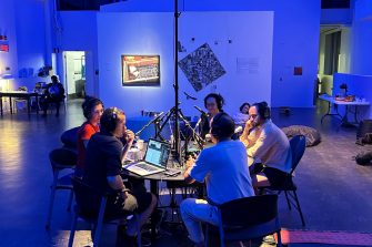 Radio Insomnia roundtable hosted by Anabelle Lacroix and Nicolas Montgermont, 'InSomnolence' at Agora, Montréal, 2023.