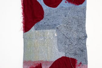 Monika Cvitanovic, Remediation VI, 2022-23, Thread and fabric offcuts on a shirt, 59,5 x 35 cm. Credit: the artist