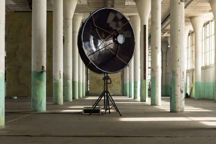 Anthea Caddy, ‘Long Throw X HetHEM’, 2022. 2 x Parabolic Speakers. Sonic Acts Biennial, Netherlands.