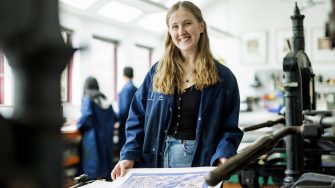 Students in the printmaking room at UNSW Paddington
