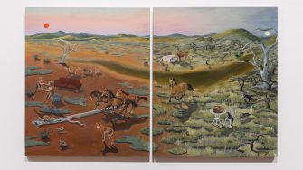 Claudia Karskens, 'Garden of Stolen Delights' 2025. Acrylic on wood panels; 2  paintings: 50 x 60 x 2cm each.  