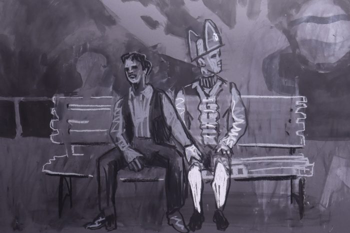 ‘Camp with me’ 2025. Digital video; chalk, charcoal & ink animation on paper, archival soundtrack. 3:50 minutes. With thanks to Mathew Nicholson (Lead and Follow) & Shae Mountain. Audio track features the voice of John Doremus from the radio series 'The Passing Parade' produced by Grace Gibson.