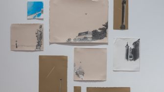 Melissa Gaspari, ‘He pointed to the sky, to a small patch of crystal blue and told me ‘That one’s yours.’’ (2025). Graphite pencil, pastel pencil and soft pastels on 100% cotton paper; 12 sheets: various sizes. Photograph: Anna Kucera.