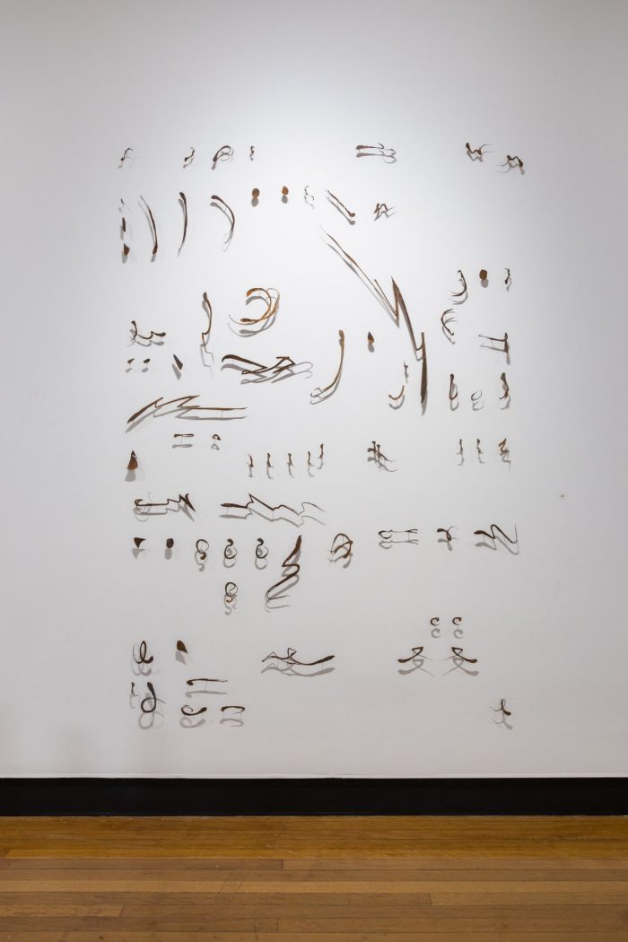 Tia Madden, ‘Some Sort of Notation’ (2024 - 2025). Oxidised mild steel and copper, dimensions variable. Photograph: Anna Kucera.