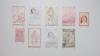 Lucy Parkinson, ‘Diary drawings’ (2025). Graphite and coloured pencil on paper, 14.8cm x 21 cm each. Photograph: Anna Kucera.