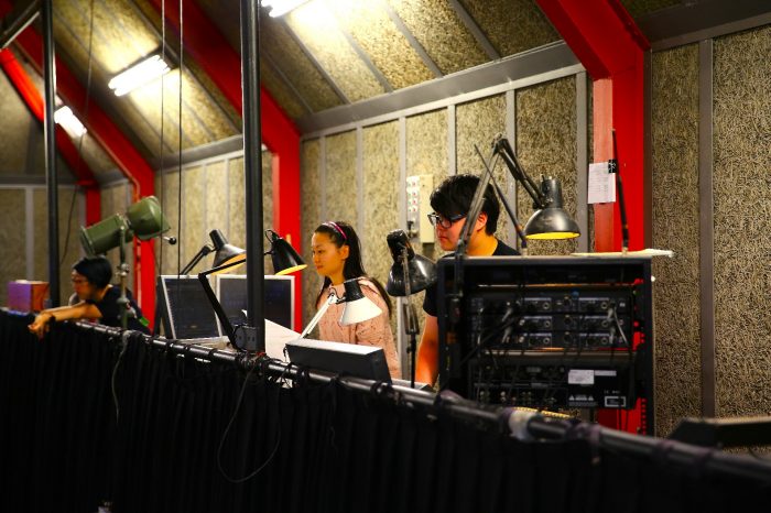 Students in technical booth Esme Timbery