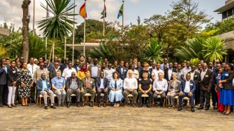 A large group of participants gather in Arusha for a photo during the World Bank urban heat training
