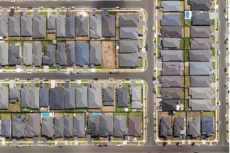 Overhead aerial shot of houses