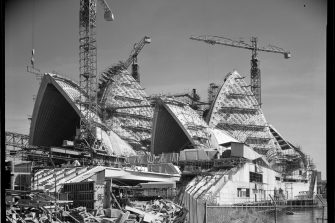 The Sydney Opera House during construction. 