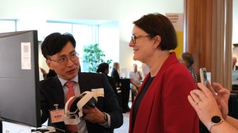 Engaging with Ms Susan Raye Templeman MP during the UNSW Productivity Showcase