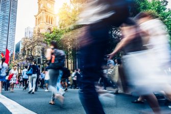 Sydney Town Hall in the background,Sydney,New South Wales, Australia.