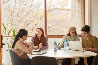 Social work students society meeting of students discuss ideas.