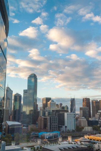 Modern cityscape with office corporate and skyscrapers. Melbourne, Australia