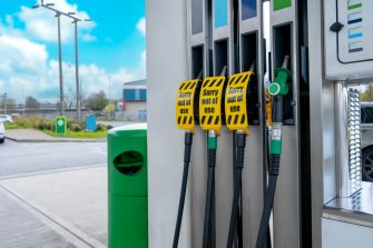 Jakarta, Indonesia - September 17, 2025: Queuing cars waiting to buy fuel at a Shell petrol filling station in South Jakarta