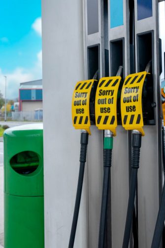 Jakarta, Indonesia - September 17, 2025: Queuing cars waiting to buy fuel at a Shell petrol filling station in South Jakarta