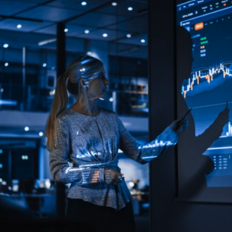 woman looking at data