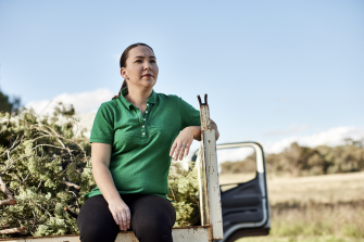 Cherie Thompson sitting in truck