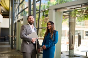 AGSM at UNSW students standing together on campus