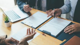 Refugee business woman in a job interview with a corporate personnel manager