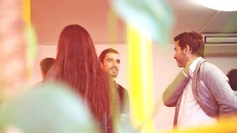 Two men having a chat at a business event
