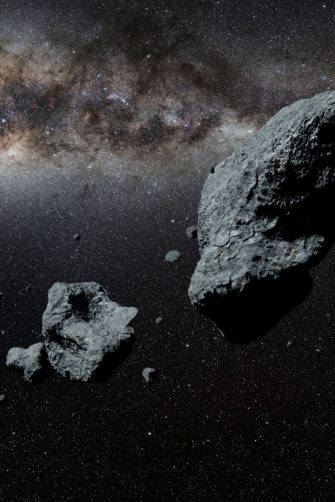 16 Psyche the large metallic asteroid ideal for space mining. NASA imagery was used for this composite from  https://solarsystem.nasa.gov/asteroids-comets-and-meteors/asteroids/16-psyche/in-depth/