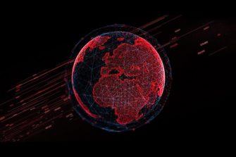 Connection lines Around Earth Globe