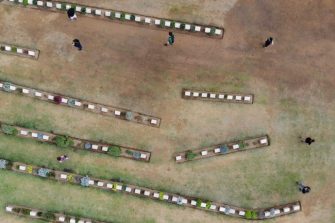 Birds eye view of graveyard