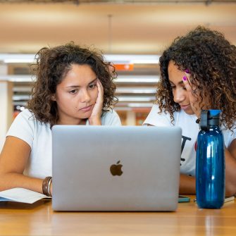 Students studing in the library