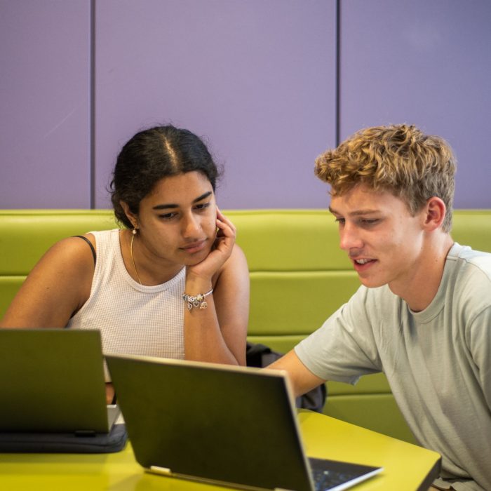 Two students on their laptops