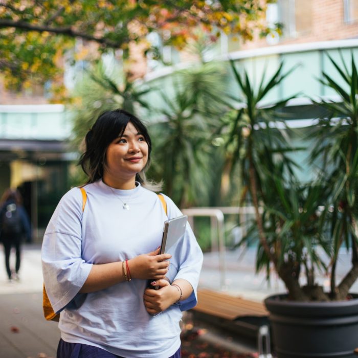 Students walking on campus