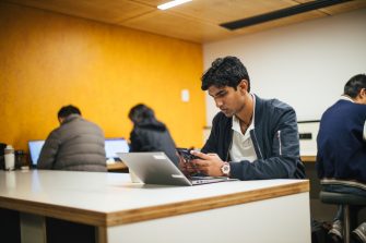 Students studying on campus