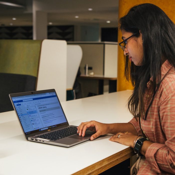Students studying on campus