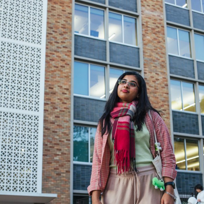 Students walking through campus