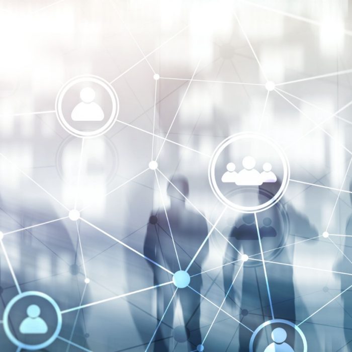 Double exposure people network structure HR - Human resources management and recruitment concept.