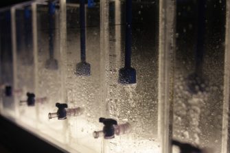 Close up view of dissolved air flotation system with air bubbles