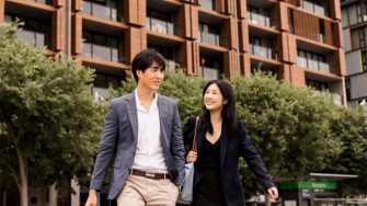 Two students walking