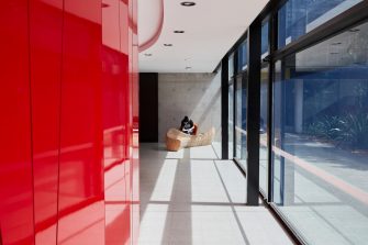 Student studying in the Ainsworth building, UNSW Kensington