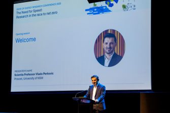Scientia Professor Vlado Perkovic, Provost at UNSW, speaking at the opening session of the 2025 State of Energy Research Conference