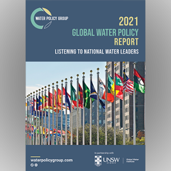 Black background 2021 Global Water Policy Report