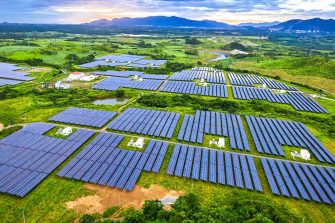 Solar panels in fields