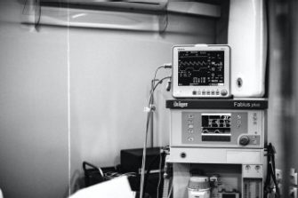 shot in white and black of digital device