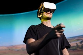 Students working with 360 Degree VR Simulator