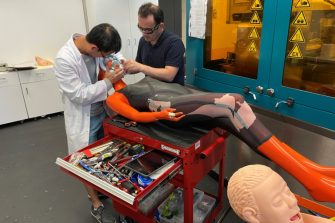 working on a practice dummy