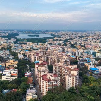 Aerial view of Bengaluru urban area, is one of the fastest-growing cities in the world, According to a report by the Oxford Economics.