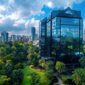 The IT hub in Bengaluru, with futuristic buildings and tech companies at the forefront