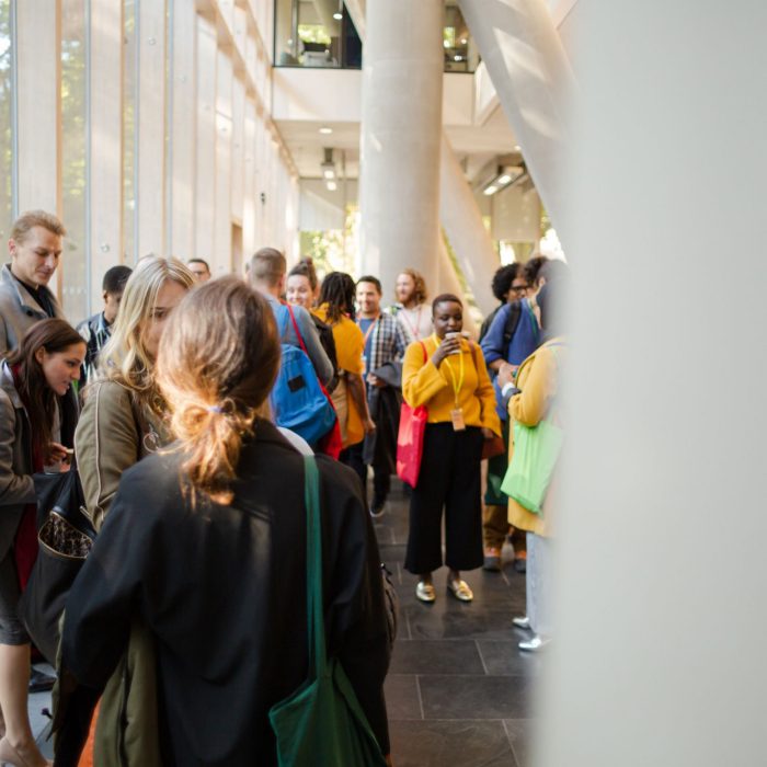 People talking during conference break