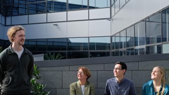 Group of people chatting outdoors
