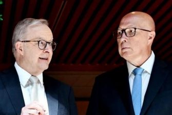 Albanese and Dutton at Australian Federal election debate, April 2025..